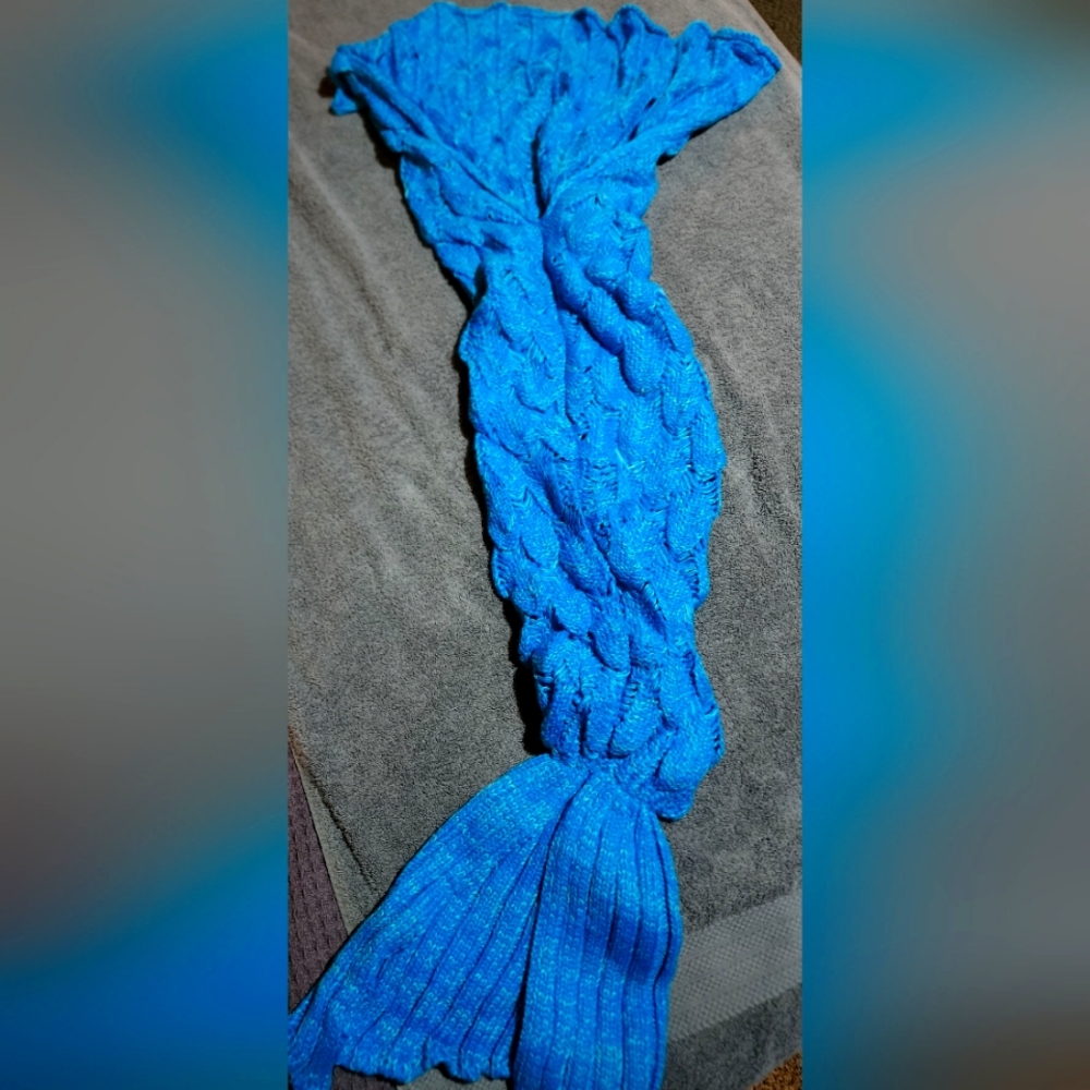 Handmade Mermaid Tail Blanket children's small Blue